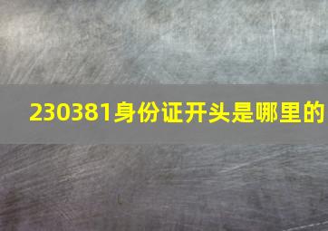 230381身份证开头是哪里的