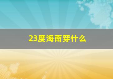 23度海南穿什么