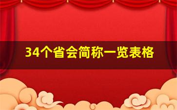 34个省会简称一览表格