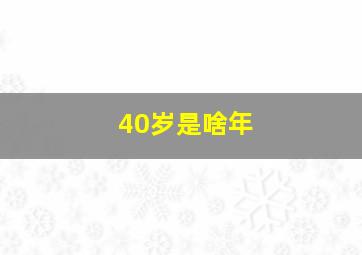 40岁是啥年