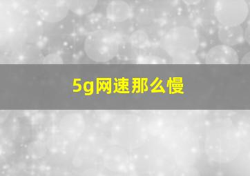 5g网速那么慢