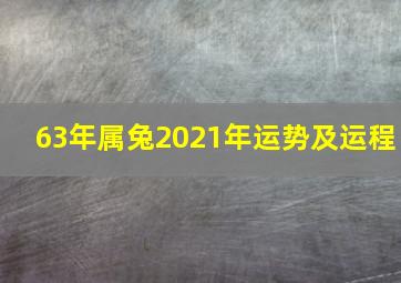 63年属兔2021年运势及运程