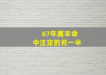 67年属羊命中注定的另一半