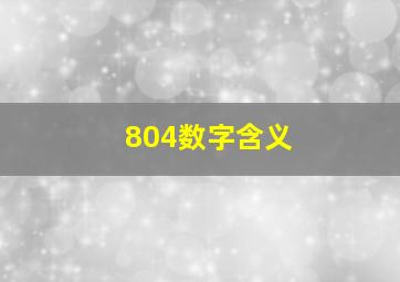 804数字含义