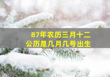 87年农历三月十二公历是几月几号出生