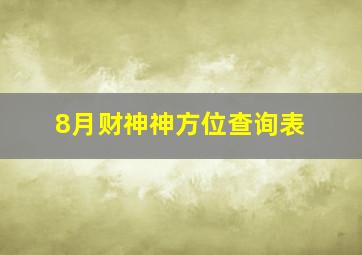 8月财神神方位查询表