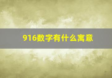 916数字有什么寓意