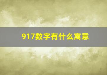 917数字有什么寓意