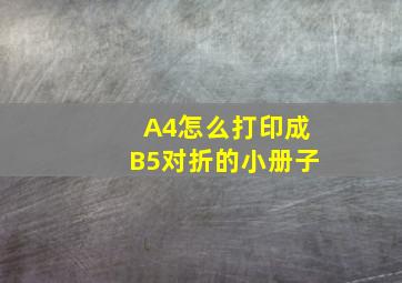 A4怎么打印成B5对折的小册子