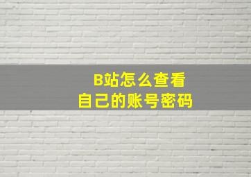 B站怎么查看自己的账号密码