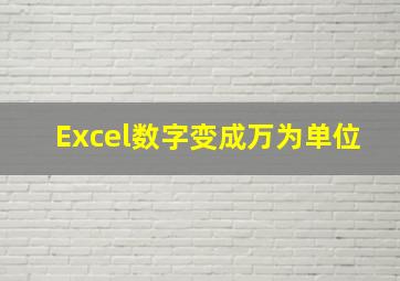 Excel数字变成万为单位