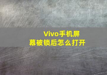 Vivo手机屏幕被锁后怎么打开