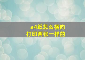 a4纸怎么横向打印两张一样的