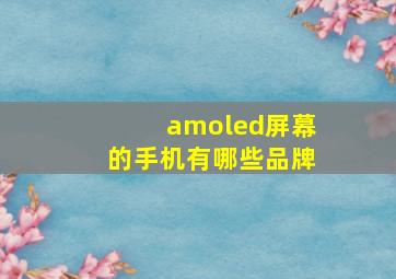 amoled屏幕的手机有哪些品牌