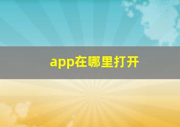 app在哪里打开