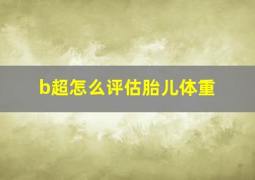 b超怎么评估胎儿体重