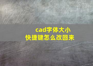 cad字体大小快捷键怎么改回来