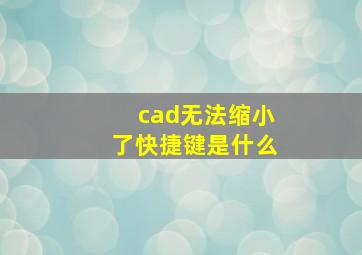 cad无法缩小了快捷键是什么