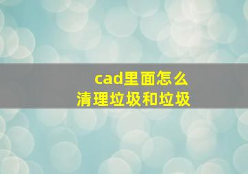 cad里面怎么清理垃圾和垃圾