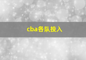 cba各队投入