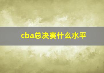 cba总决赛什么水平