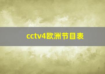 cctv4欧洲节目表