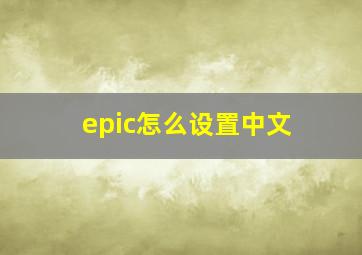 epic怎么设置中文