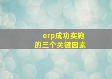 erp成功实施的三个关键因素