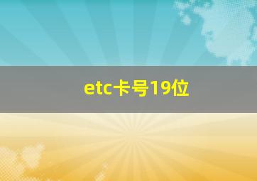 etc卡号19位