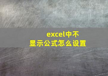 excel中不显示公式怎么设置