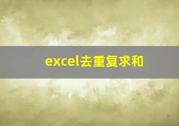 excel去重复求和