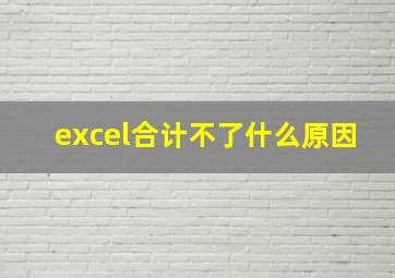 excel合计不了什么原因