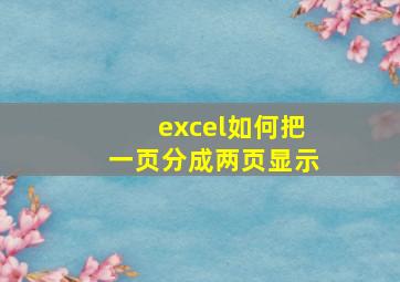 excel如何把一页分成两页显示