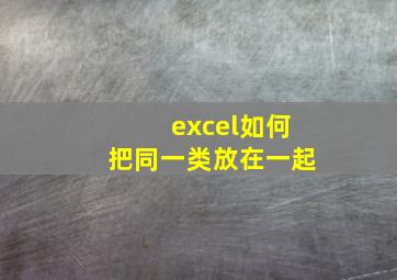 excel如何把同一类放在一起