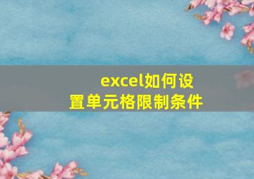 excel如何设置单元格限制条件