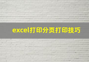 excel打印分页打印技巧