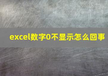 excel数字0不显示怎么回事