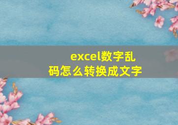 excel数字乱码怎么转换成文字