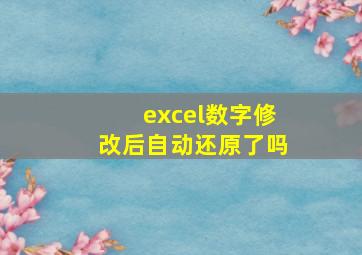 excel数字修改后自动还原了吗