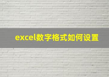 excel数字格式如何设置