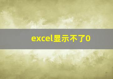 excel显示不了0