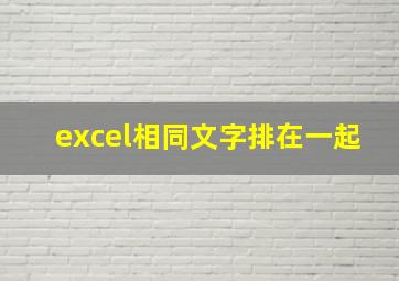 excel相同文字排在一起