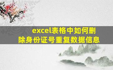 excel表格中如何删除身份证号重复数据信息