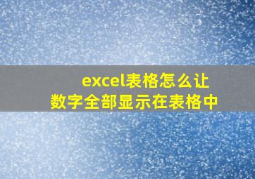 excel表格怎么让数字全部显示在表格中