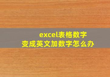 excel表格数字变成英文加数字怎么办