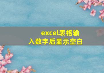 excel表格输入数字后显示空白