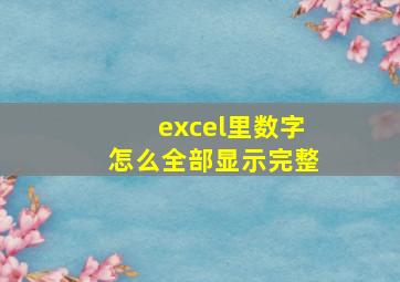 excel里数字怎么全部显示完整