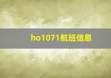 ho1071航班信息