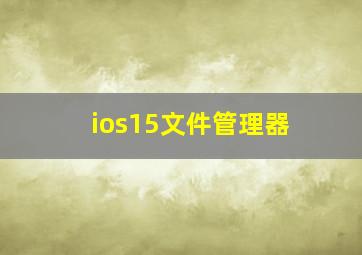 ios15文件管理器