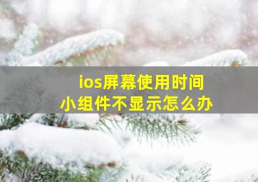 ios屏幕使用时间小组件不显示怎么办